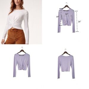 Aritzia Wilfred Free | Aritzia Lilac/Purple Ortiz Knot-Front Long Sleeve Top